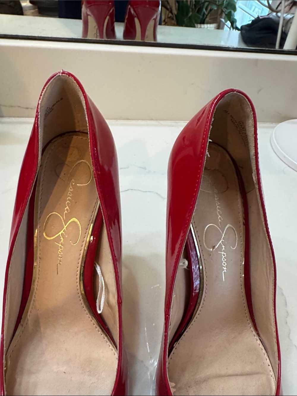 Jessica Simpson Red Patent Pointed Toe Pumps - Picture 2 of 4